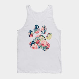 Navy Floral Paw Print Tank Top